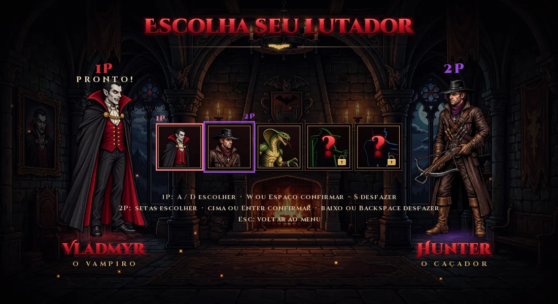 Tela de escolha de lutadores